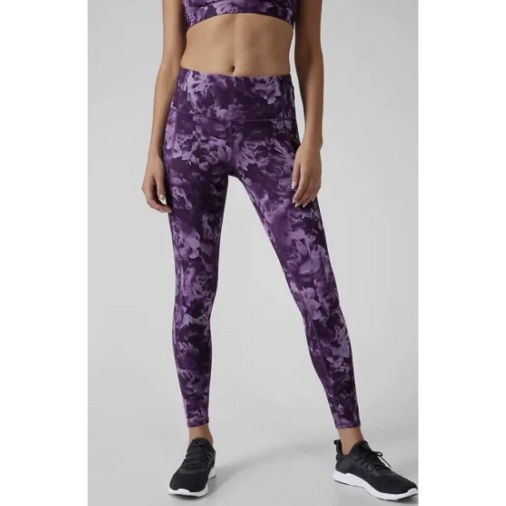 Athleta Rainier Tight‎ Printed Spliced Floral Basalt Violet XS